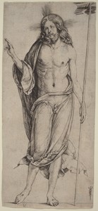 The Risen Christ by Jacopo de' Barbari, created c. 1503/1504, in engraving. Download this artwork as a high-resolution wallpaper for desktop, tablet, or mobile. — Jacopo de' Barbari Wallpaper