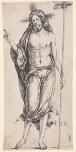 The Risen Christ by Jacopo de' Barbari, created c. 1503–1504, in engraving. Download this artwork as a high-resolution wallpaper for desktop, tablet, or mobile. — Jacopo de' Barbari Wallpaper