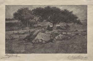 The Roadside by Henry Wolf, created 1887, in wood engraving. Download this artwork as a high-resolution wallpaper for desktop, tablet, or mobile. — Henry Wolf Wallpaper