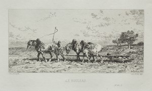 The Roller by Charles Emile Jacque, created 1868, in etching. Download this artwork as a high-resolution wallpaper for desktop, tablet, or mobile. — Charles Emile Jacque Wallpaper