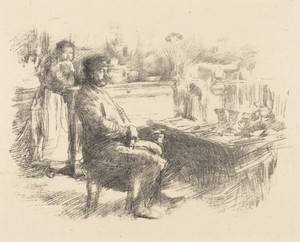 The Shoemaker by James McNeill Whistler, created 1896, in lithograph in black on wove paper. Download this artwork as a high-resolution wallpaper for desktop, t — Painting Picture