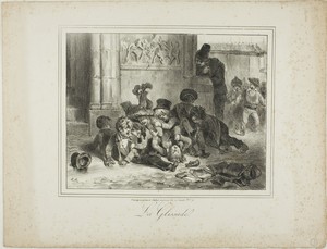 The Slide by Denis Auguste Marie Raffet, created 1827–28, in Lithograph in black on ivory wove paper. Download this artwork as a high-resolution wallpaper for d — Illustration Wallpaper