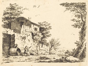 The Spinner by Jean Jacques de Boissieu, created 1759, in etching on laid paper. Download this artwork as a high-resolution wallpaper for desktop, tablet, or mo — Jean Jacques de Boissieu Wallpaper