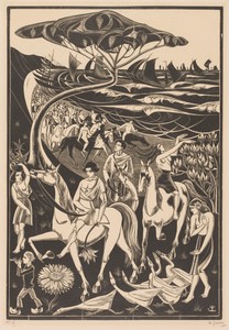 The Spring by Bernard Essers, created 1908–26, in woodcut. Download this artwork as a high-resolution wallpaper for desktop, tablet, or mobile. — Bernard Essers Wallpaper