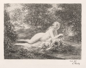 The Spring by Henri Fantin-Latour, created 1897, in lithograph. Download this artwork as a high-resolution wallpaper for desktop, tablet, or mobile. — Henri Fantin-Latour Wallpaper