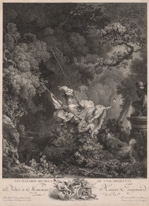 The Swing by Nicolas Delaunay, created 1782, in engraving. Download this artwork as a high-resolution wallpaper for desktop, tablet, or mobile. — Jean Honoré Fragonard Wallpaper