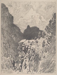 The Temple by Joseph Pennell, created 1912, in lithograph. Download this artwork as a high-resolution wallpaper for desktop, tablet, or mobile. — Painting Picture