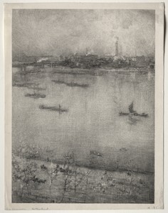 The Thames by James McNeill Whistler, created 1896, in lithograph. Download this artwork as a high-resolution wallpaper for desktop, tablet, or mobile.
