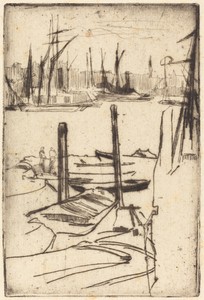 The Tiny Pool by James McNeill Whistler, created 1876/1878, in etching and drypoint on laid paper. Download this artwork as a high-resolution wallpaper for desk — James McNeill Whistler Wallpaper