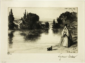 The Towing Path by Francis Seymour Haden, created c. 1864, in Etching and drypoint on copper printed on cream laid paper. Download this artwork as a high-resolu — Francis Seymour Haden Wallpaper