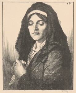 The Widow by William Strang, in lithograph. Download this artwork as a high-resolution wallpaper for desktop, tablet, or mobile. — William Strang Wallpaper
