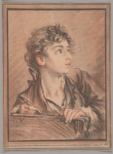 The Young Draftsman by Gilles Demarteau, created 1750/70, in Crayon manner engraving in red and black on cream laid paper. Download this artwork as a high-resol — Illustration Background