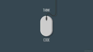 Um mouse de computador suspenso por um fio com THINK acima e CODE abaixo. — Programming Papéis de Parede