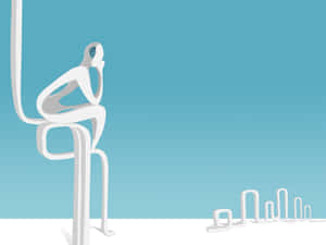 Abstract white figure sitting in contemplation against a blue gradient background. — Thinking Background