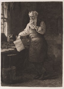 Thinking It Over by Thomas Waterman Wood, created 1884, in etching. Download this artwork as a high-resolution wallpaper for desktop, tablet, or mobile. — Thomas Waterman Wood Wallpaper