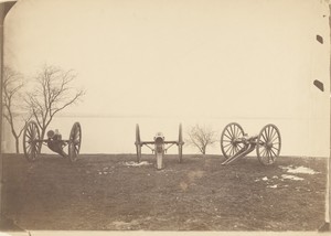 [Three cannons] by Lewis Emory Walker, created about 1865. Download this artwork as a high-resolution wallpaper for desktop, tablet, or mobile. — Lewis Emory Walker Wallpaper