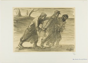 Three Comrades by Théophile-Alexandre Pierre Steinlen, created 1915, in Lithograph. Download this artwork as a high-resolution wallpaper for desktop, tablet, or
