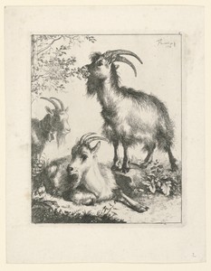 Three Goats by Francesco Londonio, created 1758, in Engraving on paper. Download this artwork as a high-resolution wallpaper for desktop, tablet, or mobile. — Art Background