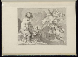 Three Putti by François Boucher, created 1738–49, in Etching on laid paper. Download this artwork as a high-resolution wallpaper for desktop, tablet, or mobile. — Painting Picture
