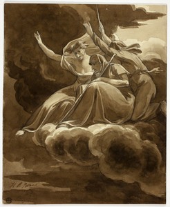 Three Witches from MacBeth by Henry Pierce Bone, created n.d., in Brush and brown wash, with pen and brown ink, over and under graphite, on cream wove paper. Do — Henry Pierce Bone Wallpaper