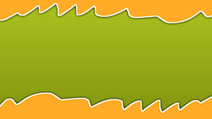 Orange and green gradient background with torn paper edges and white outlines.