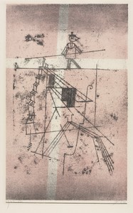 Tightrope Walker by Paul Klee, created 1923, in color lithograph. Download this artwork as a high-resolution wallpaper for desktop, tablet, or mobile. — Art Picture
