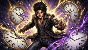 Dio Brando stopper tiden med knuste ure og energi.