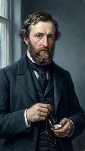 Cornelis Kimmel i et halvlangt portrett med lommeur