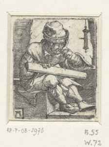 Timmerman by Albrecht Altdorfer, created c. 1502 - 1538, in paper; engraving. Download this artwork as a high-resolution wallpaper for desktop, tablet, or mobil — Art Wallpaper