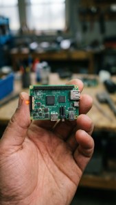 En Raspberry Pi Zero W i handflatan, som visar sin kompakta storlek.