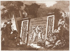 Title Page by Jean Jacques Lagrenée II, created 1782, in etching, aquatint, and lift-ground aquatint printed in brown on laid paper (proof). Download this artwo