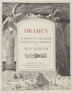 Title Page by Max Klinger, created 1883, in cliché-verre in wove paper. Download this artwork as a high-resolution wallpaper for desktop, tablet, or mobile. — Max Klinger Wallpaper