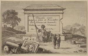 Title Page by Herman van Swanevelt, in etching. Download this artwork as a high-resolution wallpaper for desktop, tablet, or mobile. — Herman van Swanevelt Wallpaper