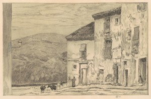 Toledo by Childe Hassam, created 1910, in etching in black on laid paper. Download this artwork as a high-resolution wallpaper for desktop, tablet, or mobile. — Childe Hassam Wallpaper