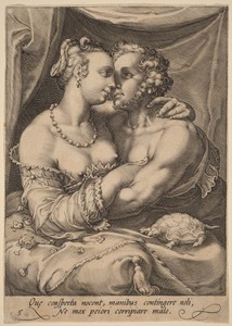 Touch by Jan Saenredam, created c. 1595, in engraving on laid paper. Download this artwork as a high-resolution wallpaper for desktop, tablet, or mobile. — Jan Saenredam Wallpaper