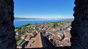 A panoramic view from Yverdon Castle tower overlooking the town and lake. — Yverdon Les Bains Wallpaper