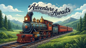 Trem pela paisagem com aventura espera vapor