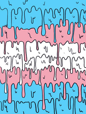 Dripping trans flag with bold black outlines and vibrant stripes. — Trans Pride Picture