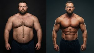 A dramatic before-and-after split showing body sculpting progress. — Body Sculpting Wallpaper