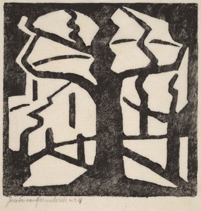 Tree by Jacoba van Heemskerck, created c. 1915, in woodcut in black on Japan paper. Download this artwork as a high-resolution wallpaper for desktop, tablet, or — Art Picture