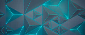 Abstrakte geometrische Wand mit leuchtenden cyanfarbenen Neonlinien, die dreieckige Muster bilden. — Abstract Triangle Wallpaper
