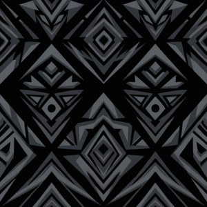 Un motivo vettoriale scuro e audace con geometria tribale.