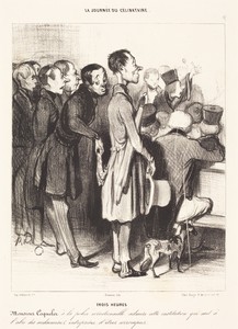 Trois heures by Honoré Daumier, created 1839, in crayon lithograph in black on wove paper. Download this artwork as a high-resolution wallpaper for desktop, tab — Honoré Daumier Wallpaper