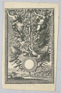 Trophy by Jean Lepautre, created ca. 1660, in Etching on paper. Download this artwork as a high-resolution wallpaper for desktop, tablet, or mobile. — Jean Lepautre Wallpaper