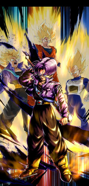 Anime characters in battle with glowing energy effects and dynamic poses.