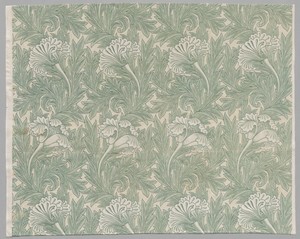 Tulip by William Morris, created 1875, in roller printed cotton. Download this artwork as a high-resolution wallpaper for desktop, tablet, or mobile. — William Morris Wallpaper