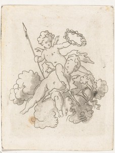 Twee putti by Anthonie van den Bos, created 1778 - 1838, in paper; etching; prenttekening; aquatint. Download this artwork as a high-resolution wallpaper for de — Anthonie van den Bos Wallpaper