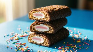 En glad stapel av Twinkies med strössel i naturligt solljus.