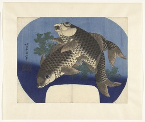 Two Carp by Katsushika Hokusai, created 1831, in paper; color woodcut; nishiki-e. Download this artwork as a high-resolution wallpaper for desktop, tablet, or m — Katsushika Hokusai Wallpaper