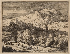 Two Carts by Allaert van Everdingen, created probably c. 1645/1656, in etching with engraving. Download this artwork as a high-resolution wallpaper for desktop, — Painting Picture